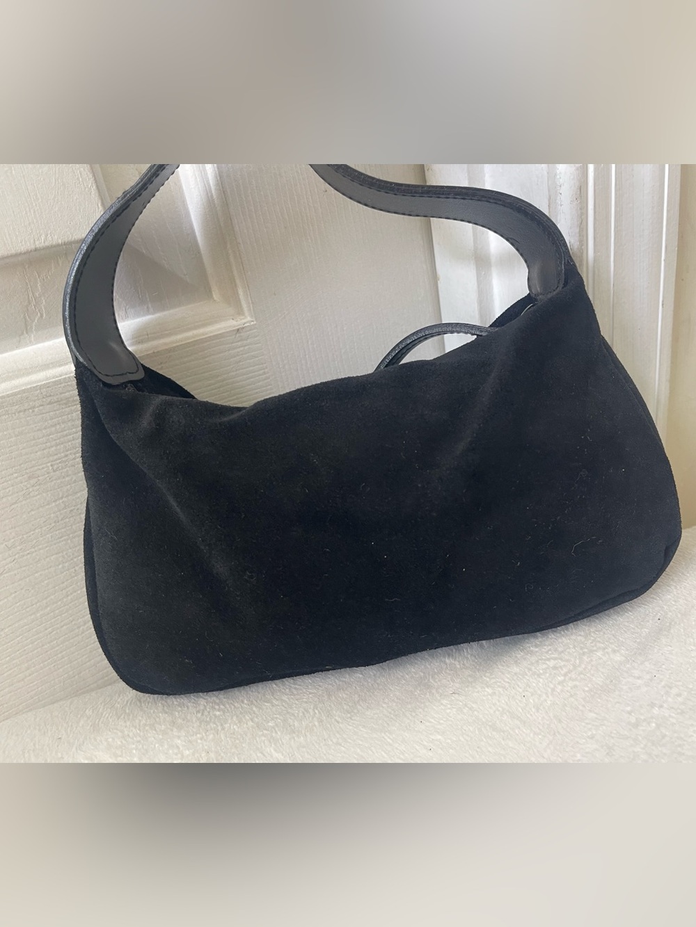 Furla Rare Black mini Suede Shoulder Bag with Brass Studs - Picture 15 of 16